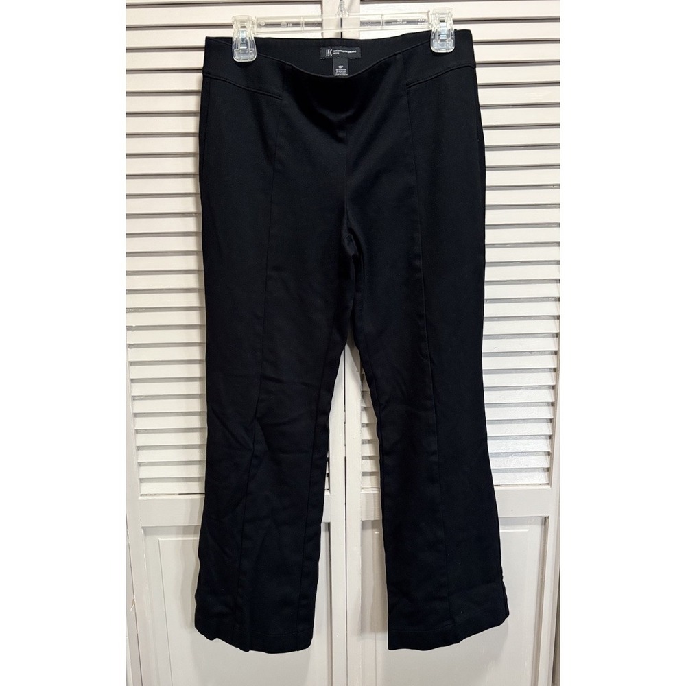 INC‎ Black Flare Pants Size 10P Mid Rise Elastic Band Waist Pull On Business